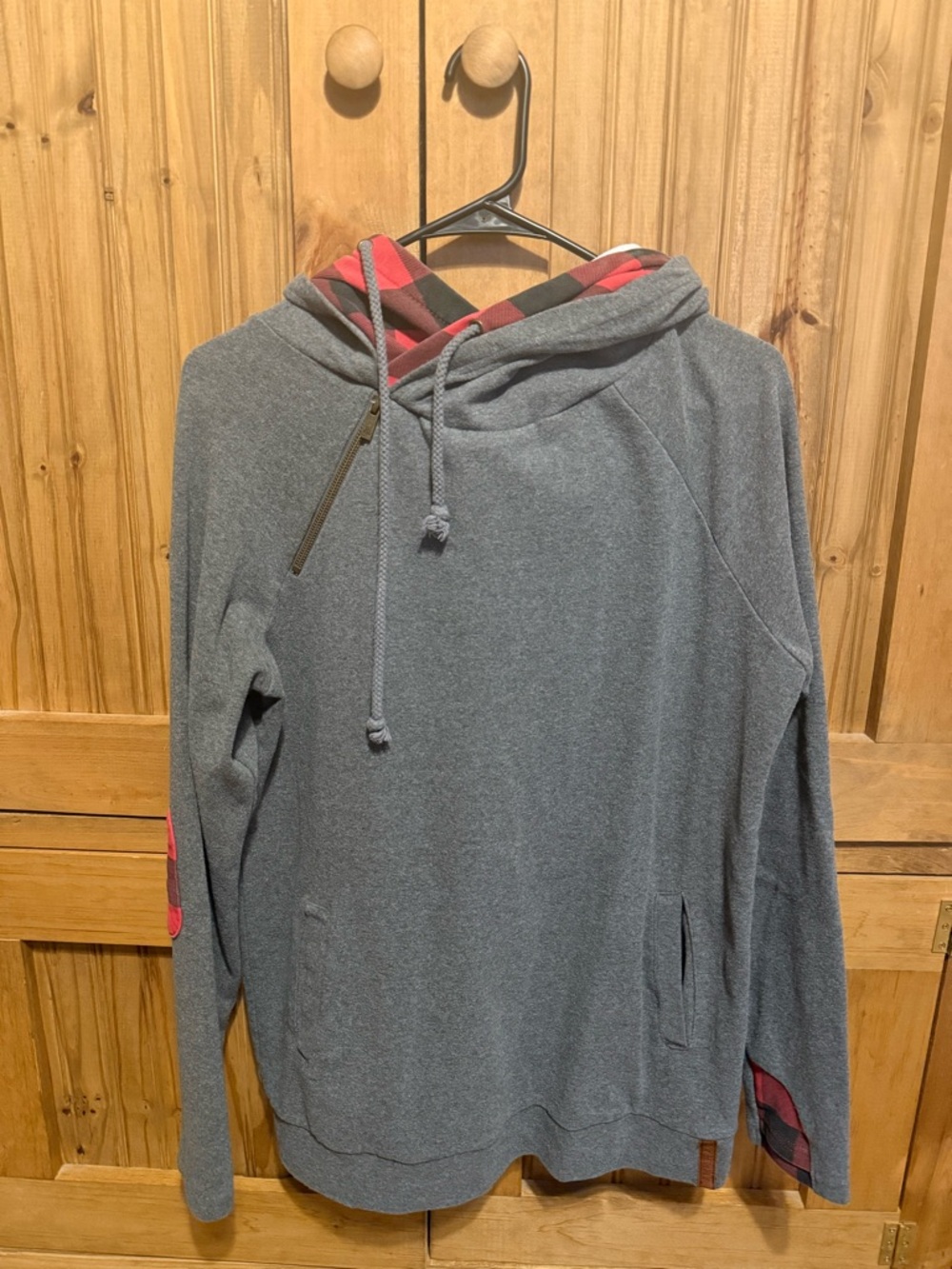 C.C Gray Hoodie with Red Plaid Lining